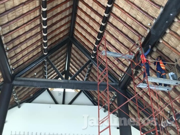 pintura en palapa motor lobby hotel hyatt ziva