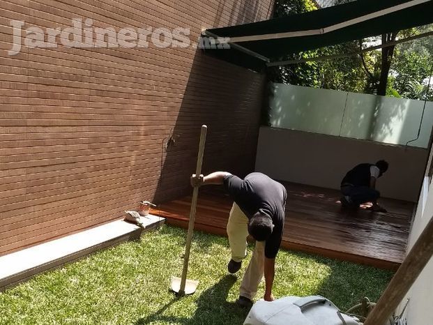 Pasto cuernavaca y deck de madera