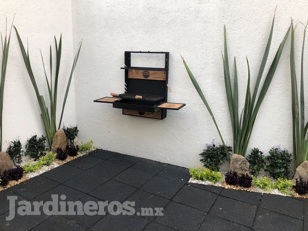 Terraza con asador plegable